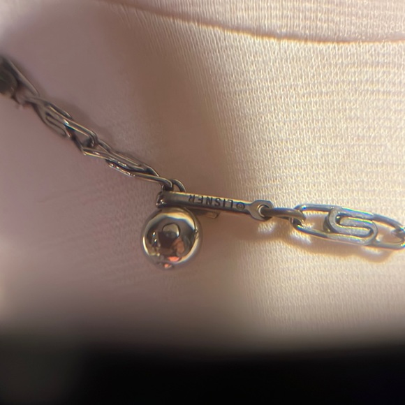 Vintage silvertone Listner Floral Necklace w/ white petals & rhinestone centers - Picture 7 of 9